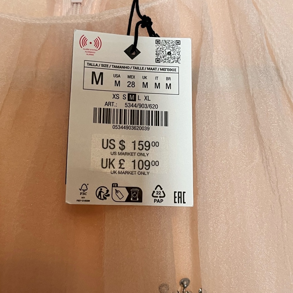 NWT-Zara Blush Pink Dress with Silver Accents - Picture 4 of 4